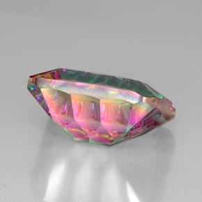 Quartz mystique multicolore naturelle taille émeraude, 21,30 ct, VVS