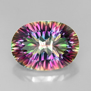 Quartz mystique multicolore naturelle coupe ovale, 13,18 ct, VVS