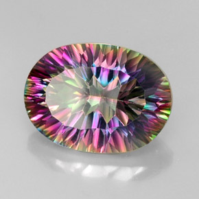Quartz mystique multicolore naturelle coupe ovale, 13,18 ct, VVS