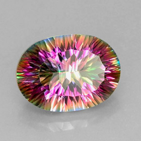 Quartz mystique multicolore naturelle coupe ovale, 13,17 ct, VVS