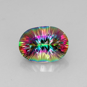 Quartz mystique multicolore naturelle coupe ovale, 13,12 ct, VVS