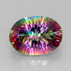 Quartz mystique multicolore naturelle coupe ovale, 13,61 ct, VVS
