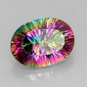 Quartz mystique multicolore naturelle coupe ovale, 13,61 ct, VVS