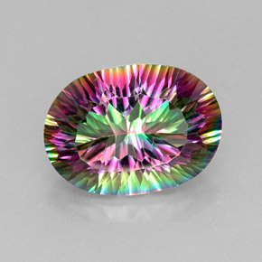 Quartz mystique multicolore naturelle coupe ovale, 12,67 ct, VVS