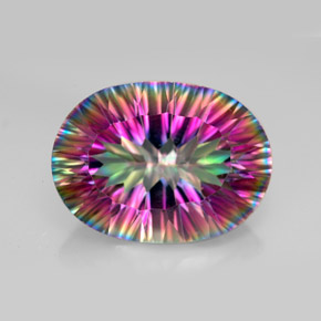 Quartz mystique multicolore naturelle coupe ovale, 11,87 ct, VVS