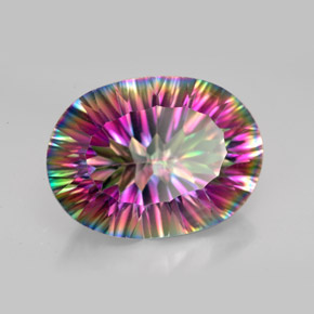 Quartz mystique multicolore naturelle coupe ovale, 11,87 ct, VVS