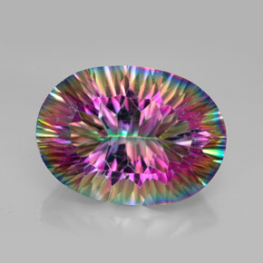 Quartz mystique multicolore naturelle coupe ovale, 12,09 ct, VVS