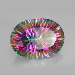 Quartz mystique multicolore naturelle coupe ovale, 12,09 ct, VVS