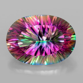 Quartz mystique multicolore naturelle coupe ovale, 13,29 ct, VVS