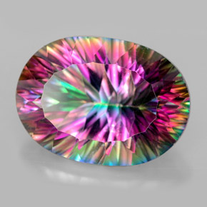 Quartz mystique multicolore naturelle coupe ovale, 13,29 ct, VVS