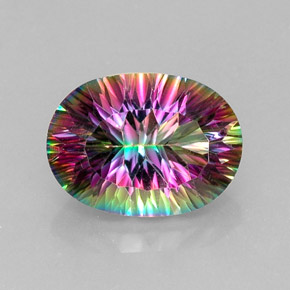 Quartz mystique multicolore naturelle coupe ovale, 13,61 ct, VVS
