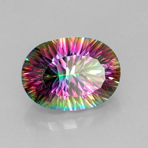 Quartz mystique multicolore naturelle coupe ovale, 13,61 ct, VVS