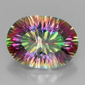 Quartz mystique multicolore naturelle coupe ovale, 12,71 ct, VVS