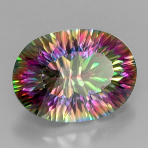 Quartz mystique multicolore naturelle coupe ovale, 12,71 ct, VVS