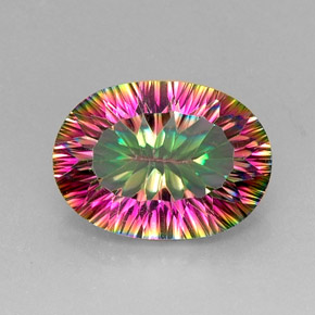 Quartz mystique multicolore naturelle coupe ovale, 11,32 ct, VVS