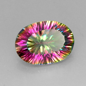 Quartz mystique multicolore naturelle coupe ovale, 11,32 ct, VVS