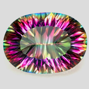 Quartz mystique multicolore naturelle coupe ovale, 12,22 ct, VVS