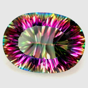 Quartz mystique multicolore naturelle coupe ovale, 12,22 ct, VVS