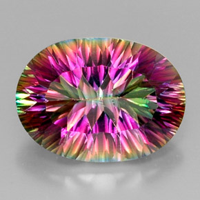 Quartz mystique multicolore naturelle coupe ovale, 12,17 ct, VVS