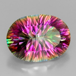 Quartz mystique multicolore naturelle coupe ovale, 12,17 ct, VVS