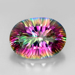 Quartz mystique multicolore naturelle coupe ovale, 12,54 ct, VVS