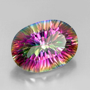 Quartz mystique multicolore naturelle coupe ovale, 12,54 ct, VVS