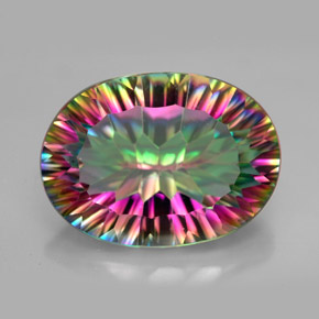 Quartz mystique multicolore naturelle coupe ovale, 11,34 ct, VVS