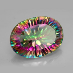 Quartz mystique multicolore naturelle coupe ovale, 11,34 ct, VVS
