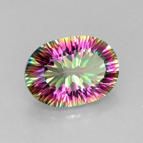 Quartz mystique multicolore naturelle coupe ovale, 11,45 ct, VVS