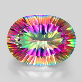 Quartz mystique multicolore naturelle coupe ovale, 13,00 ct, VVS
