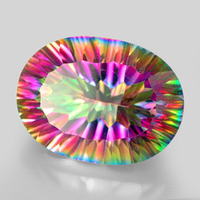 Quartz mystique multicolore naturelle coupe ovale, 13,00 ct, VVS