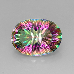 Quartz mystique multicolore naturelle coupe ovale, 12,60 ct, VVS