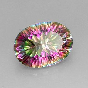 Quartz mystique multicolore naturelle coupe ovale, 12,60 ct, VVS