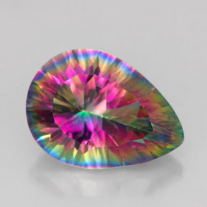 Quartz mystique multicolore naturelle en forme de poire, 5,18 ct, VVS-VS