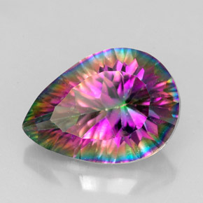 Quartz mystique multicolore naturelle en forme de poire, 5,18 ct, VVS-VS
