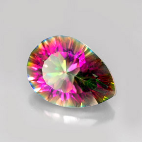 Quartz mystique Partie Supérieure Arc-en-Ciel naturelle En forme de poire, 4.93 ct, VVS-VS