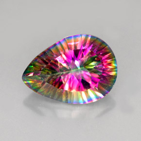 Quartz mystique multicolore naturelle en forme de poire, 4,86 ct, VVS-VS