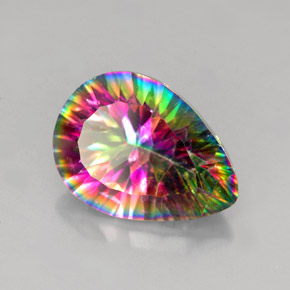 Quartz mystique multicolore naturelle en forme de poire, 4,86 ct, VVS-VS