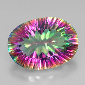Quartz mystique multicolore naturelle coupe ovale, 11,57 ct, VVS-VS