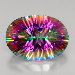 Quartz mystique multicolore naturelle coupe ovale, 11,90 ct, VVS-VS