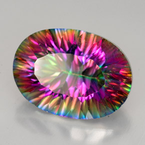 Quartz mystique multicolore naturelle coupe ovale, 11,90 ct, VVS-VS