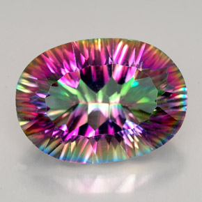 Quartz mystique multicolore naturelle coupe ovale, 12,28 ct, VVS-VS