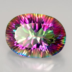 Quartz mystique multicolore naturelle coupe ovale, 12,28 ct, VVS-VS