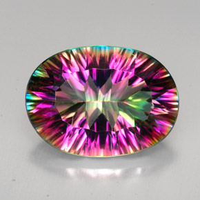 Quartz mystique arc-en-ciel premium naturelle coupe ovale, 11,41 ct, VVS