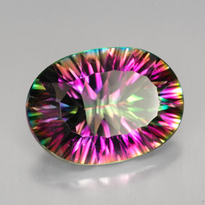 Quartz mystique arc-en-ciel premium naturelle coupe ovale, 11,41 ct, VVS