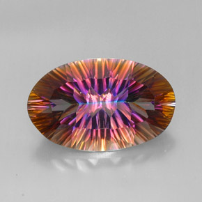 Quartz mystique multicolore naturelle coupe ovale, 14,22 ct, VVS