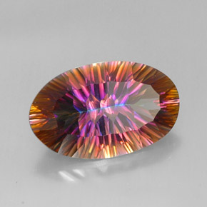 Quartz mystique multicolore naturelle coupe ovale, 14,22 ct, VVS