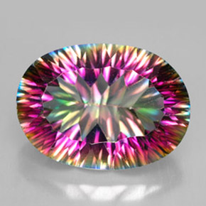 Quartz mystique multicolore naturelle coupe ovale, 11,70 ct, VVS-VS