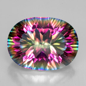 Quartz mystique multicolore naturelle coupe ovale, 9,29 ct, VVS-VS