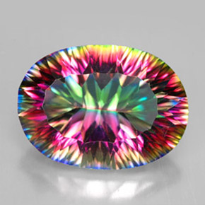 Quartz mystique multicolore naturelle coupe ovale, 11,01 ct, VVS-VS